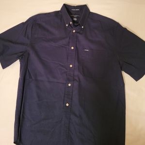 Ivy Crew Mens Button Down Collar Short Sleeve Shirt Navy Blue Size Medium